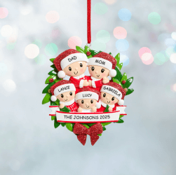 Festive Wreath Family Ornament