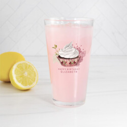 Personalized Birthday Girl Cupcake Drinking Glass