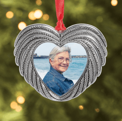 Custom Photo Ornate Heart Memorial Ornament