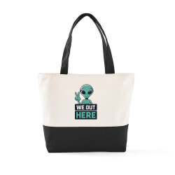 Shop We Be Out Here With Funny Alien Zipper Tote Bag
