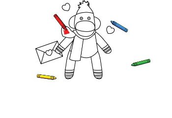 Sock Monkeys in Love: Kids Coloring Pages