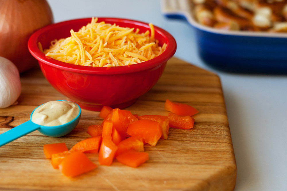perfect potluck chopped veggies and cheese