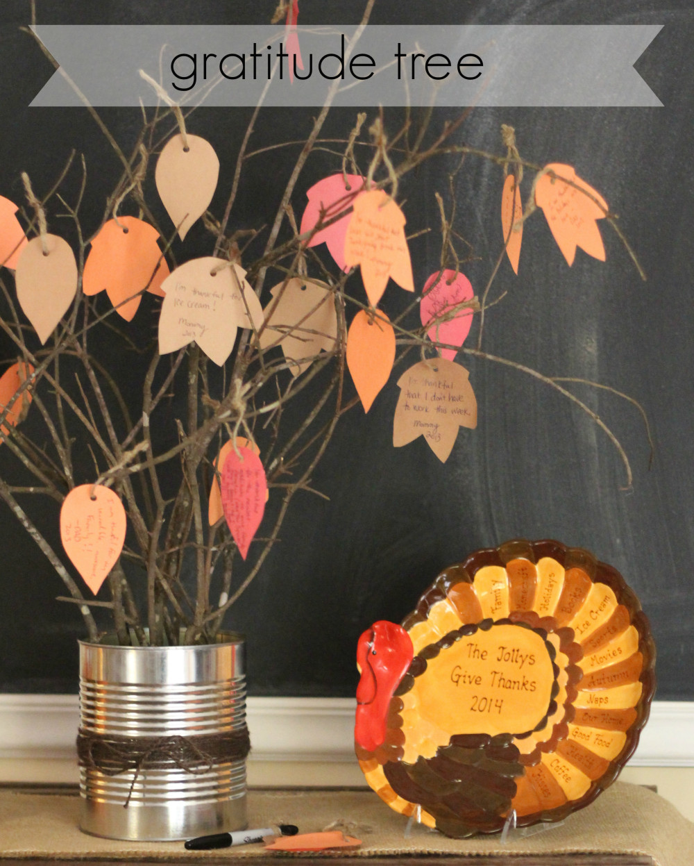 gratitude tree and turkey platter