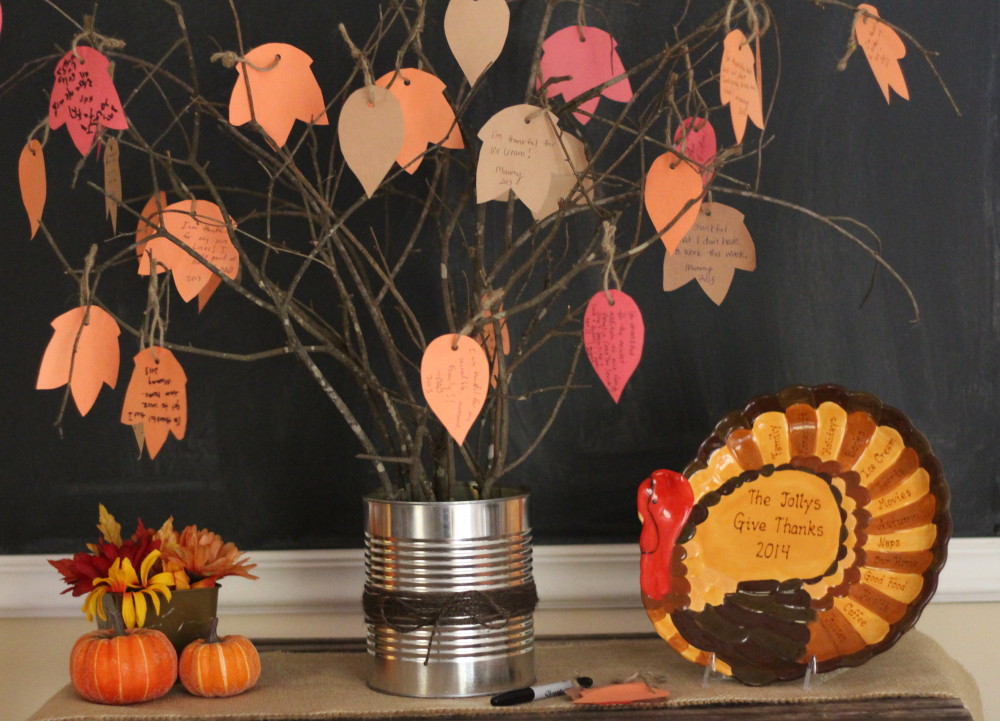 turkey platter and gratitude tree