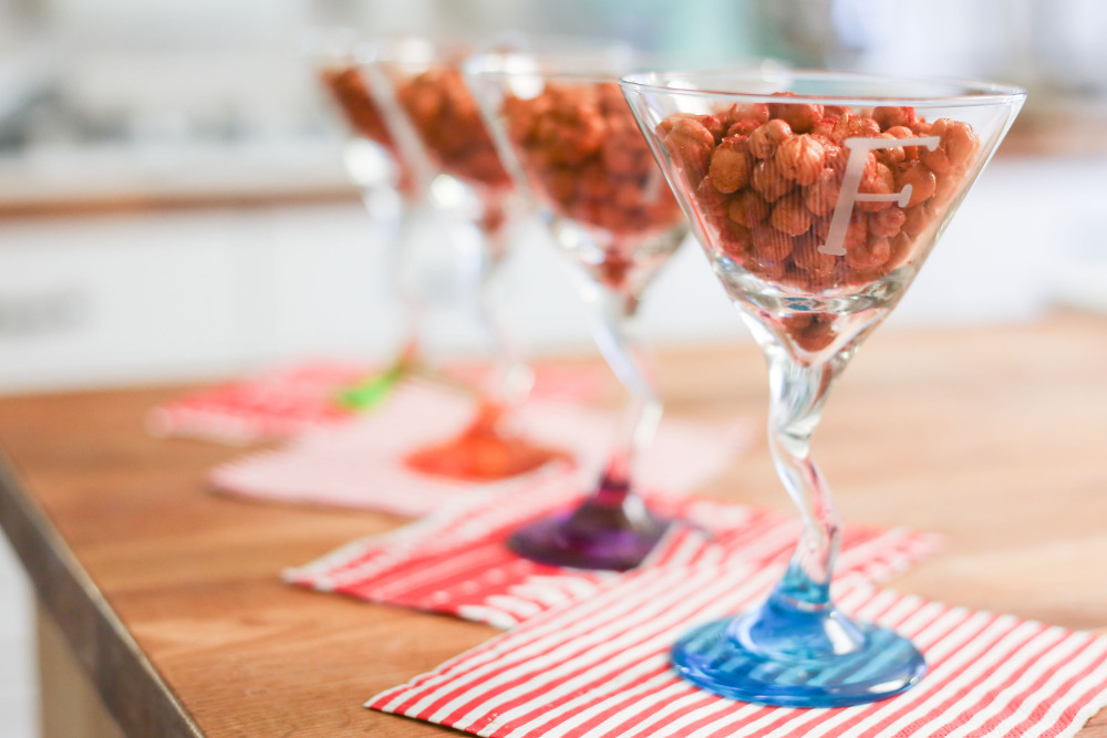 cheap peas in martini glasses