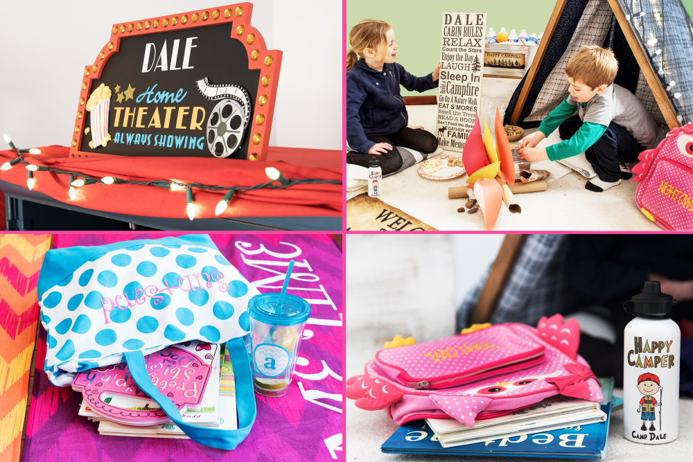 Spring Break on a budget collage kids tent movie theater dsign personalzied bags 