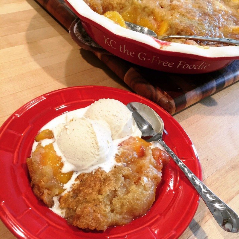 homemade gluten free peach cobbler