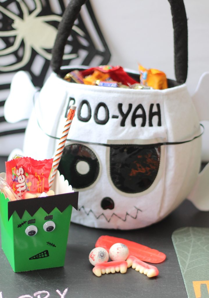 Halloween candy in personalized treat bags