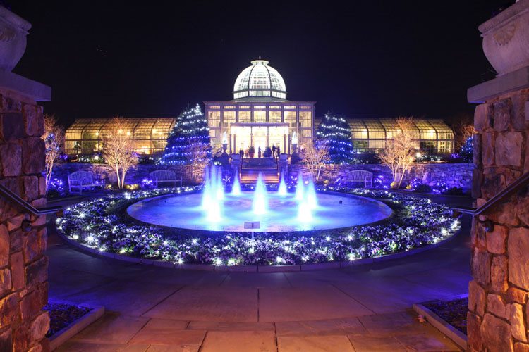 Christmas time at The Lewis Ginter Center Conservatory in Richmond, Virginia