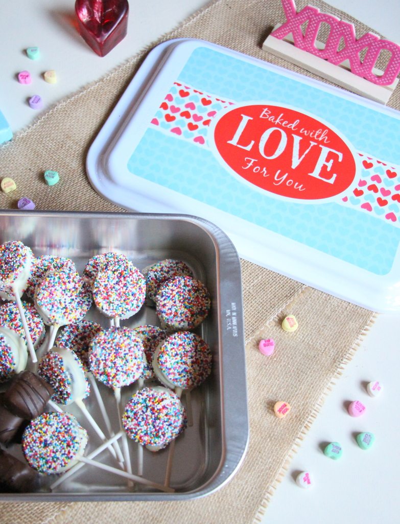 Valentines Day Teacher Card and treat pops in pan