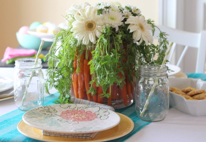 carrots and flowers in a vase easter decoration