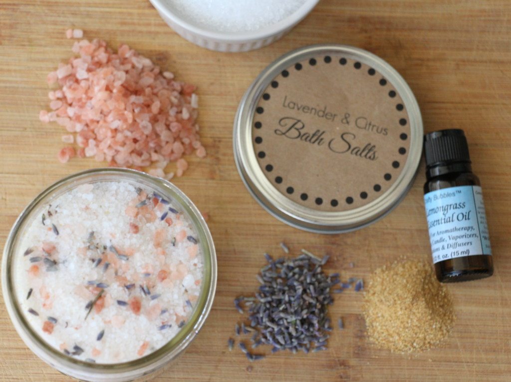 DIY Bath Salts jars and ingredients