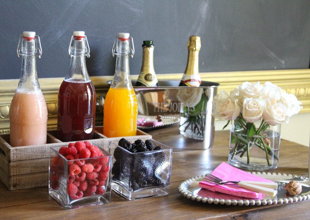 champagne juice and berries for mimosas