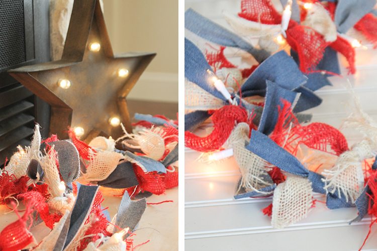 4th of July denim and burlap garland