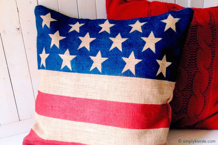 4th of July burlap flag pillow