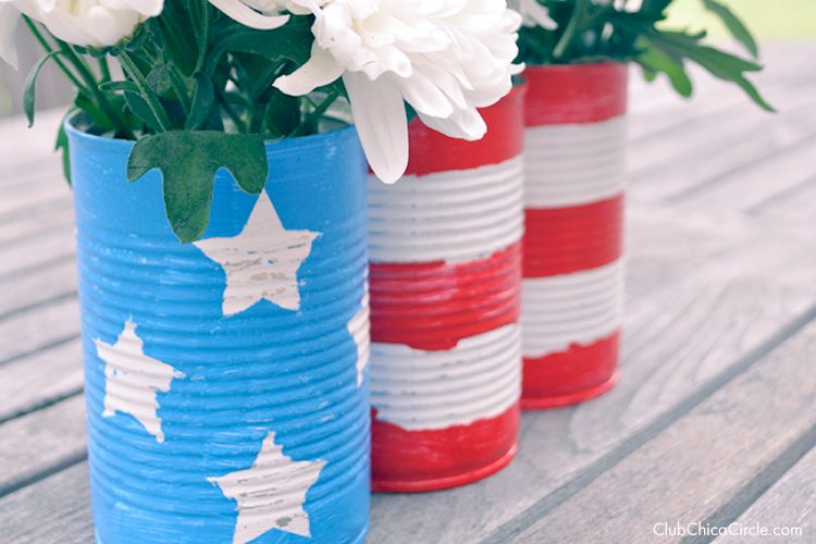 4th of July patriotic flower pots