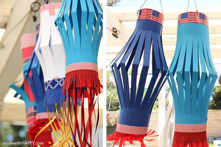 4th of July red, white, and blue lanterns