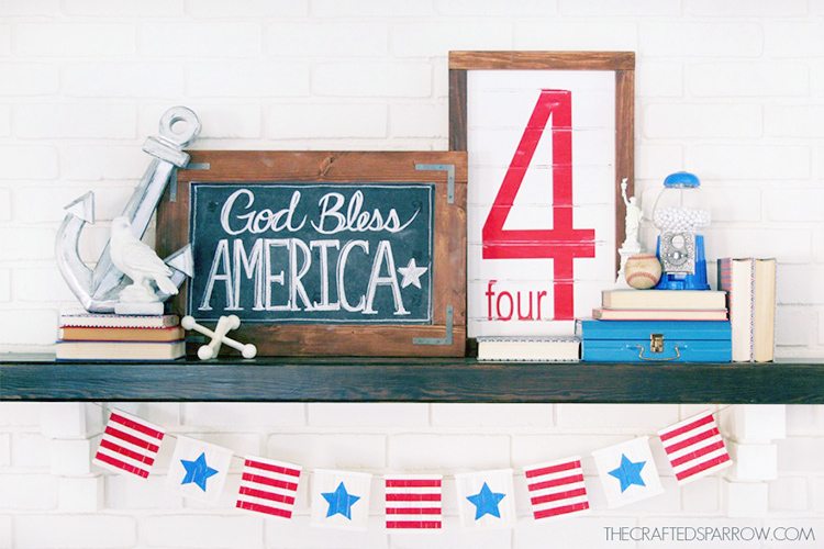 4th of July patriotic mantel decor
