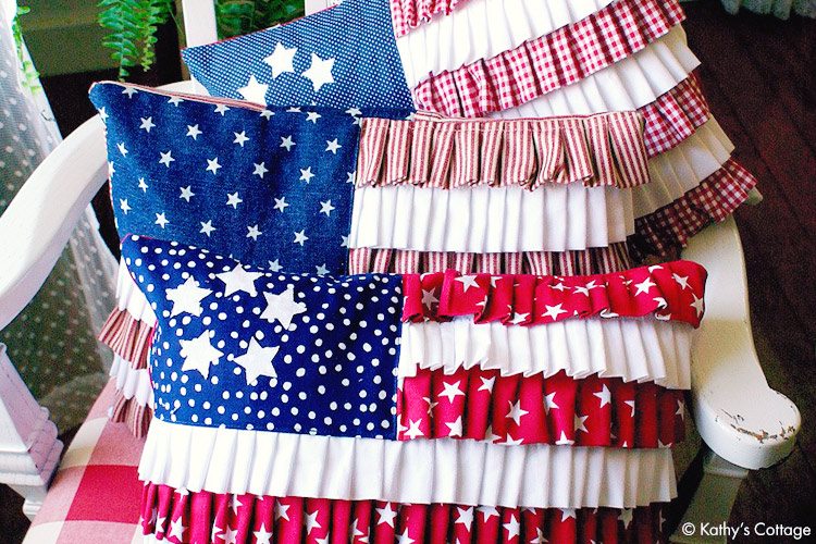 4th of July ruffled flag pillows