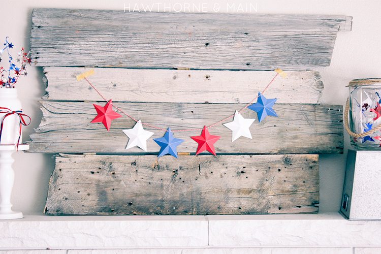 4th of July 3D star banner printables