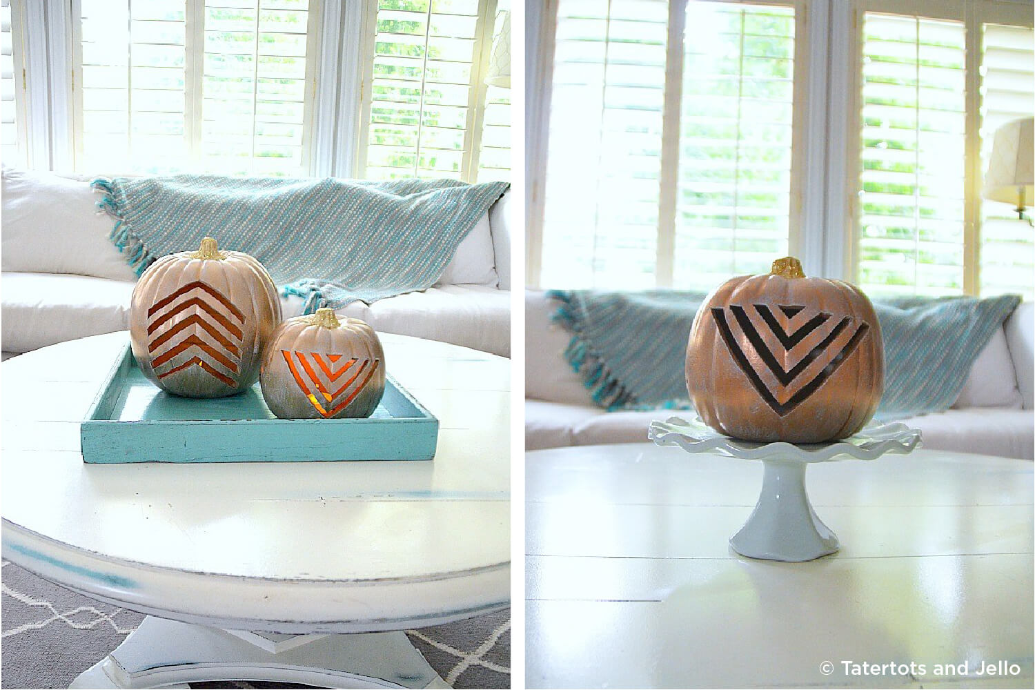 arrow shapes carved into pumpkins