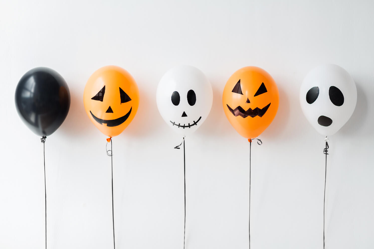 balloons painted to look like pumpkins