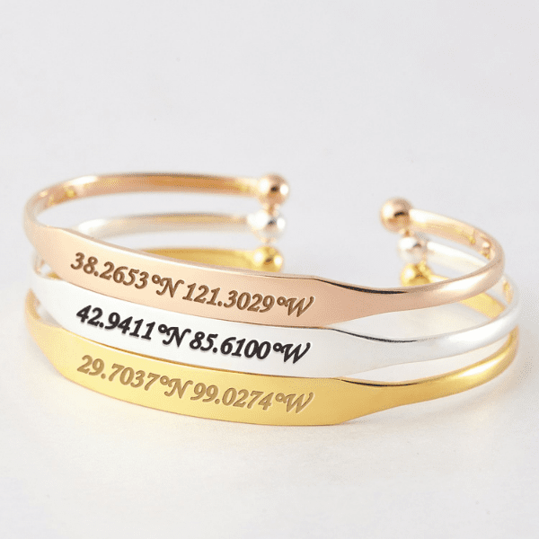 three different bangle bracelets 