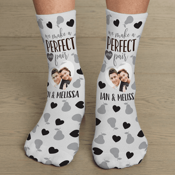 man wearing valentine's day socks